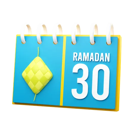 Dia 30 calendário do Ramadã  3D Illustration