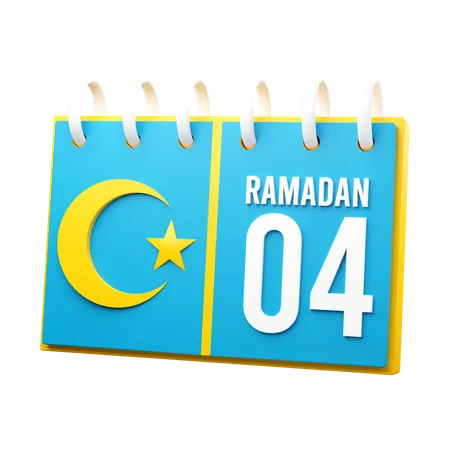 Dia 4 calendário do Ramadã  3D Illustration