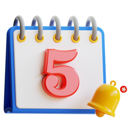 Día 5 del calendario  3D Icon
