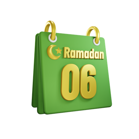 Día 6 calendario de ramadán  3D Illustration