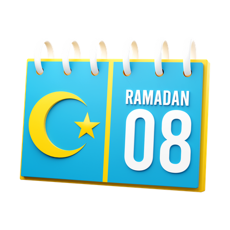 Día 8 calendario de ramadán  3D Icon