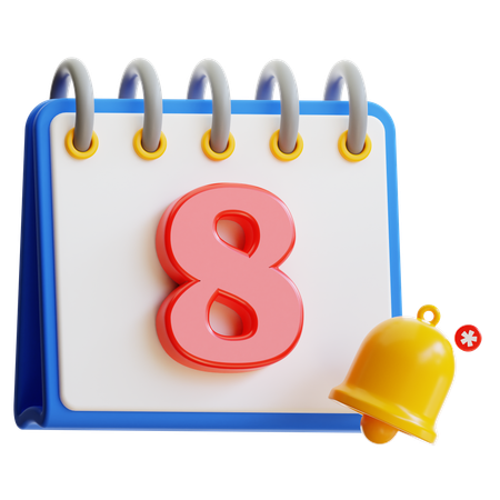 Día 8 del calendario  3D Icon