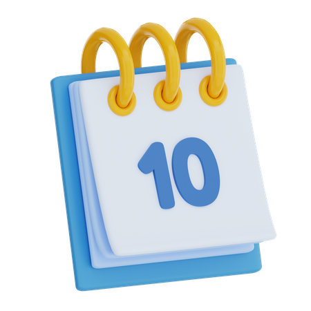 Dia 10 do calendário  3D Icon