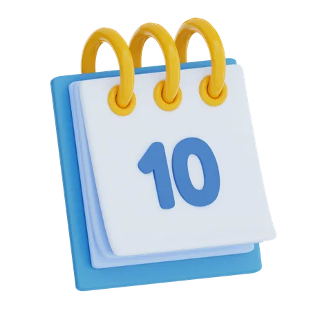 Dia 10 do calendário  3D Icon