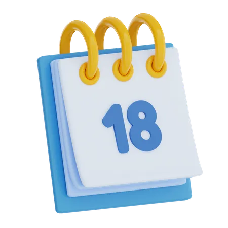 Dia do calendário 18  3D Icon