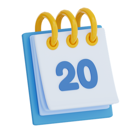 Dia do calendário 20  3D Icon