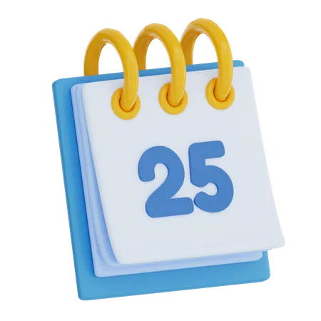 Dia do calendário 25  3D Icon