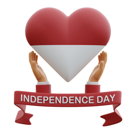 Dia da independência coração de amor vermelho e branco  3D Icon