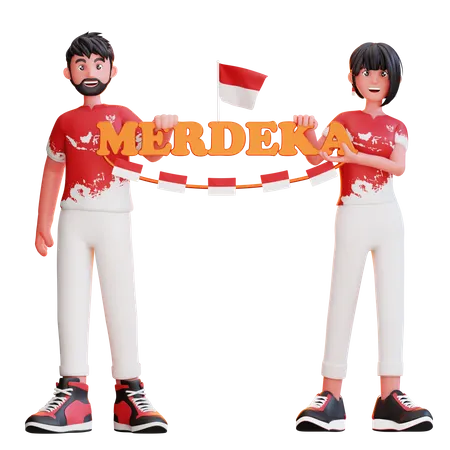 Día de la Independencia de Indonesia  3D Illustration