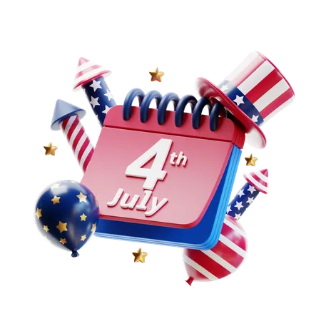 Día de la Independencia Americana  3D Icon
