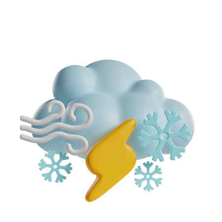 Día de nieve relámpago ventoso  3D Icon