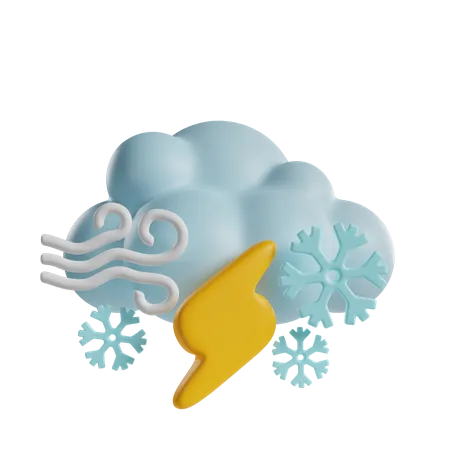 Día de nieve relámpago ventoso  3D Icon