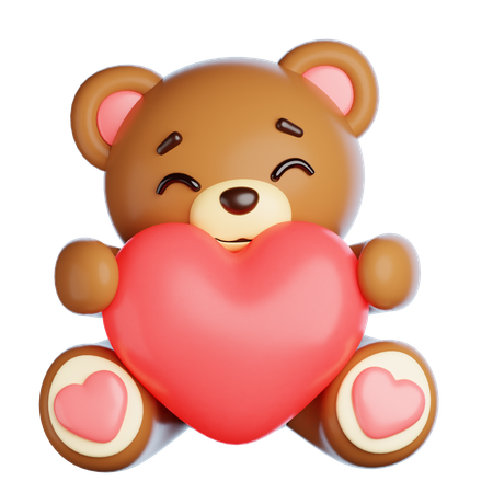 Urso de dia dos namorados abraçando amor  3D Icon