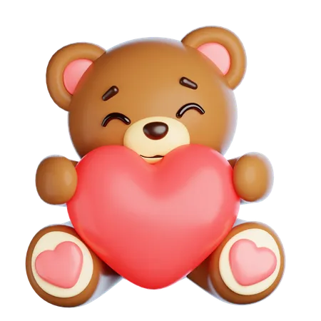 Urso de dia dos namorados abraçando amor  3D Icon