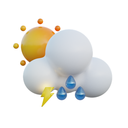 Día de fuerte llovizna y relámpagos  3D Icon