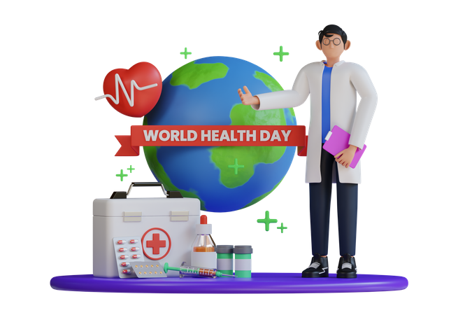 Día mundial de la salud  3D Illustration