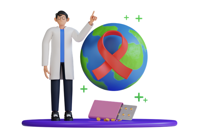 Día mundial del SIDA  3D Illustration
