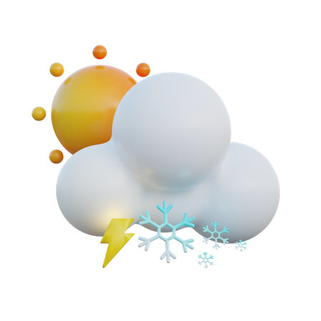Día de nieve y truenos  3D Icon