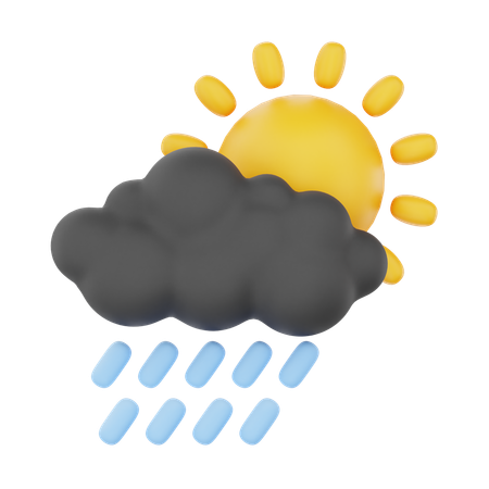 Día nublado con fuertes lluvias  3D Icon