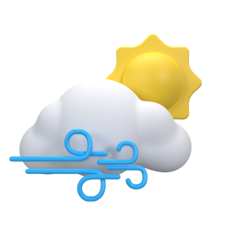 Dia nublado e ventoso  3D Icon