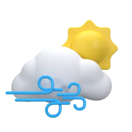 Dia nublado e ventoso  3D Icon