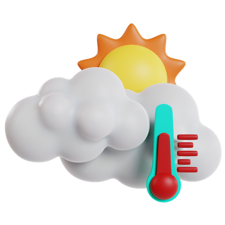 Temperatura de visualización de día soleado y caluroso  3D Icon