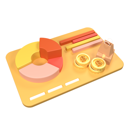 Diagram Bitcoin  3D Icon