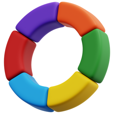 Diagrama de donut de seis cores  3D Icon