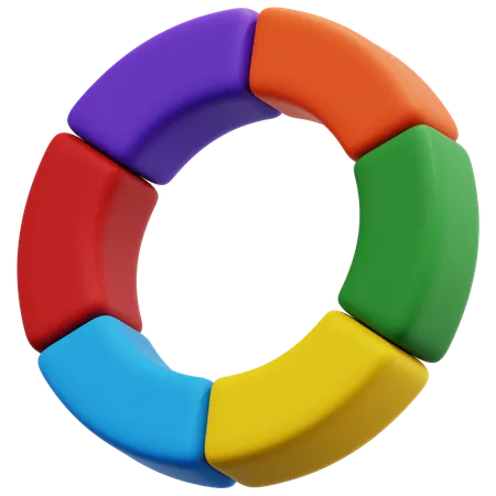 Diagrama de donut de seis cores  3D Icon