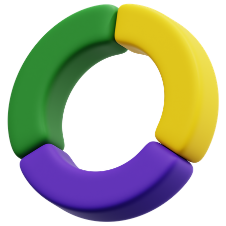 Diagrama de donut de três partes  3D Icon