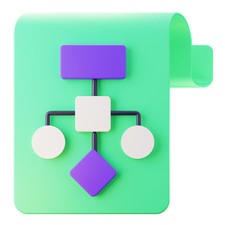 Diagrama de flujo colorido para representación visual  3D Icon