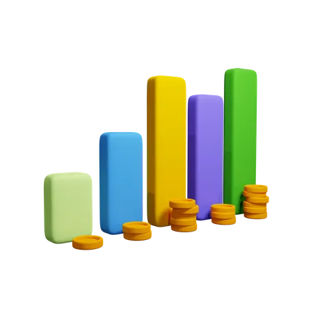 Diagramm mit Münze  3D Icon