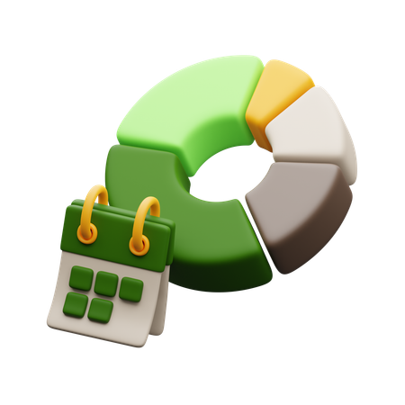 Diagramme circulaire avec calendrier  3D Icon