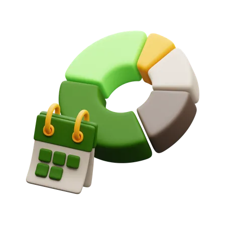 Diagramme circulaire avec calendrier  3D Icon