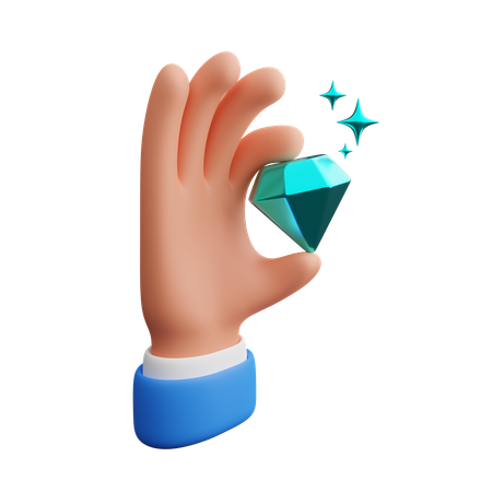 Mão segurando diamante  3D Icon