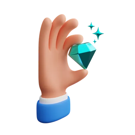 Mão segurando diamante  3D Icon