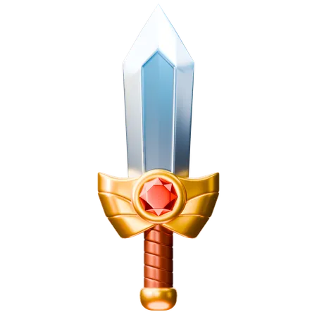 An Exceptionally Shiny And Attractive Sword With A Combination Of Silver Golden And Red Diamond Like Details Suitable For 3 D Game Design 3D Icon