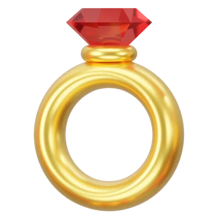 Gold Ring With Pink Gemstone Id Icon Rendering 3D Icon