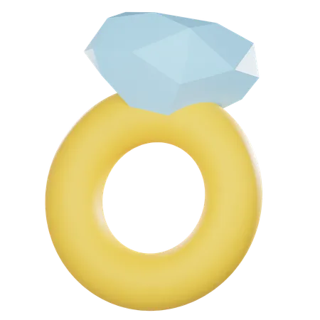 Golden Ring With A Diamond 3D Icon