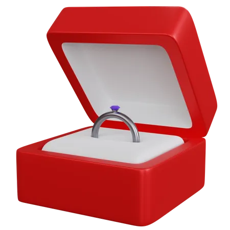 3 D Rendering Red Ring Box With A Ring Inside Isolated 3D Icon