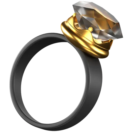 3 D Icon Of A Black Diamond Ring 3D Icon