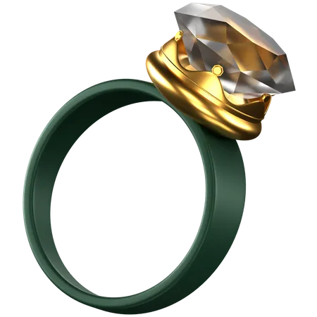 3 D Icon Of A Green Diamond Ring 3D Icon