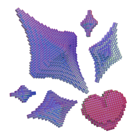 Diamond Spark Shape And Heart  3D Icon