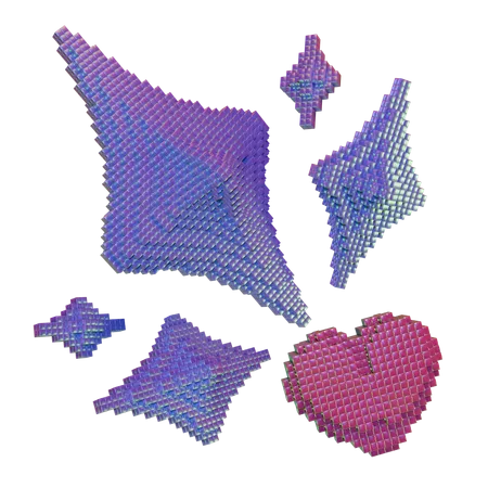 Diamond Spark Shape And Heart  3D Icon