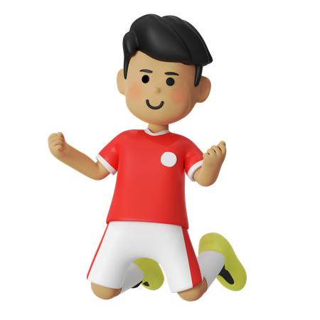 Diapositive pose gagnante joueur de football garçon  3D Illustration