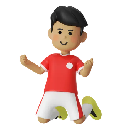 Diapositive pose gagnante joueur de football garçon  3D Illustration