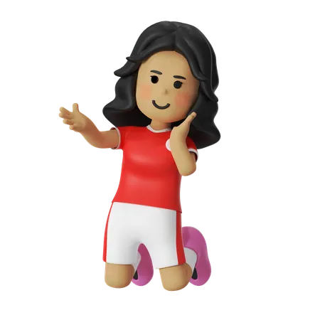 Diapositive pose gagnante fille joueuse de football  3D Illustration