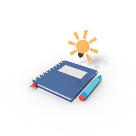 Diary writing book  3D Illustration