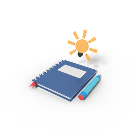 Diary writing book  3D Illustration