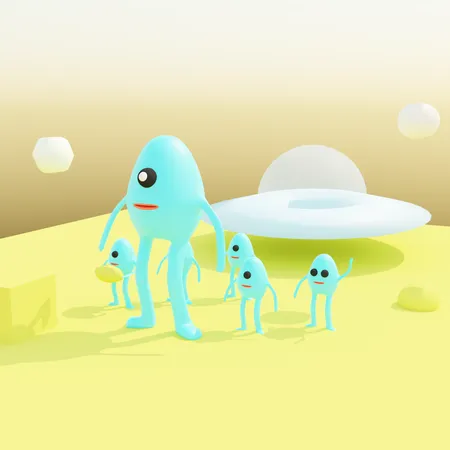 Extraterrestre de dibujos animados  3D Illustration